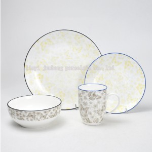 table ware-16piece dinner set in porcellana con decalcomania stampata